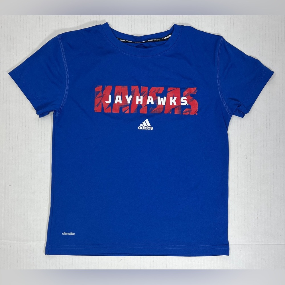 Adidas Kansas Jayhawks KU Climalite Shirt Boys M Medium 5-6 University Blue